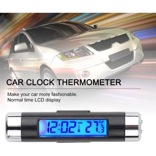 Hot 2 In 1 Car Vehicle LCD Digital Backlight Automotive Thermometer Clock Calendar Display Car Air Vent Outlet Clip-on Clock