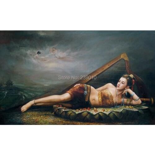 Free shipping classical Chinese beauty canvas prints oil painting Chinese beauty oil painting on canvas wall decoration picture