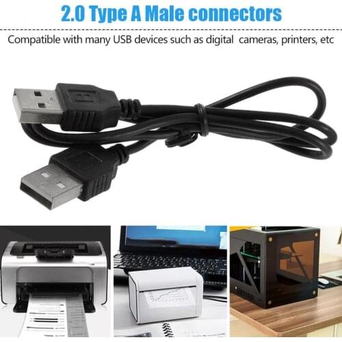 Black 400mm(L) USB 2.0 Male To Male Extension Connector Adapter Data Cable Cord Connectors For PC Smart Phone