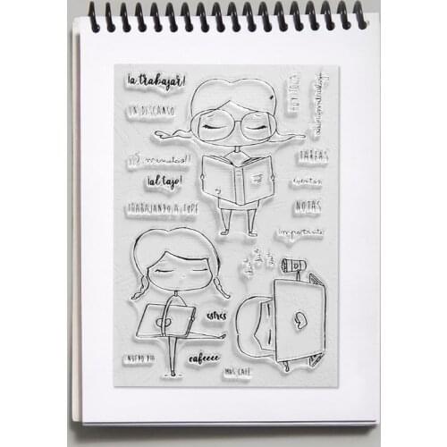 Reading Girl Silicone Clear Seal Stamp DIY Scrapbooking Embossing Photo Album H58C