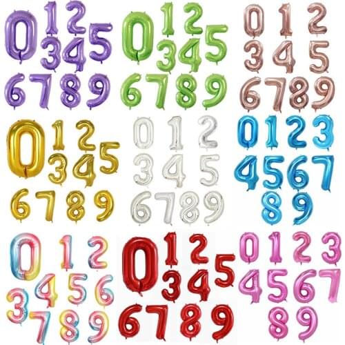 10pcs 30 40inch Sliver Rose Gold Number Foil Digital Balloon Birthday Wedding Party Decorations Kid Toys Baby Shower Air Globos