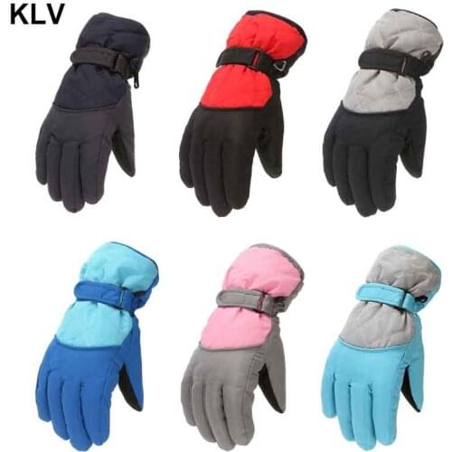 Kids Children Winter Thicken Warm Mountain Snowboard Ski Gloves Windproof Waterproof Full Finger Mittens for Outdoor 6-14Years