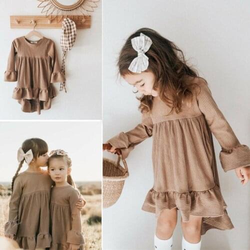 Pudcoco 2019 Baby Spring Autumn Clothes Toddler Kid Baby Girl Flare Long Sleeve Casual Dress RufflesParty Wedding Princess Dress