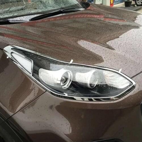 For KIA KX5 2015 2016 2017 Car Accessories ABS Chrome Front Head Light Lamp Frame Decoration Cover Trim Sticker Car Styling 2Pcs