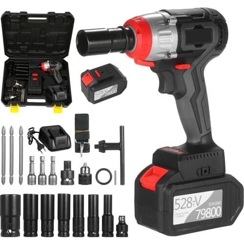 Cordless Impact Wrench 980Nm Torque Brushless Motor 1/2 and 1/4 Inch Quick Chuck 2x6.0A with Fast Charger Variable Speed Wrench