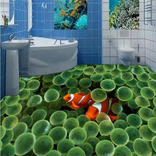 Beibehang Personalized custom wallpaper 3D realistic underwater world clownfish floor decoration painting