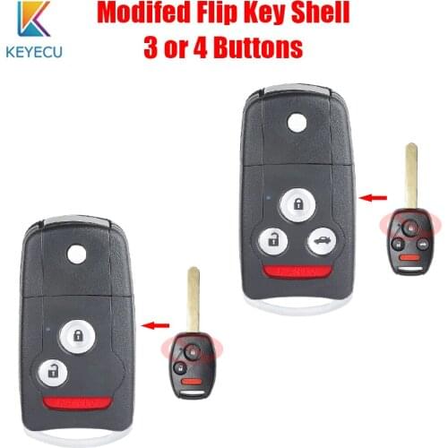 KEYECU Modified Flip Folding Remote Car Key Shell Case Cover 3 / 4 Buttons for Honda Accord Civic CR-V City Odyssey Fit