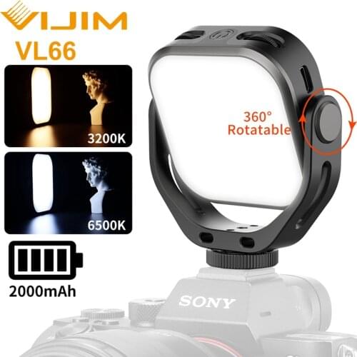 VIJIM VL66 3200k-6500k Vlog Fill Light 360° Rotatable LED Video Light Extend Cold Shoe Built-in 2000mAh Battery with Light Stand