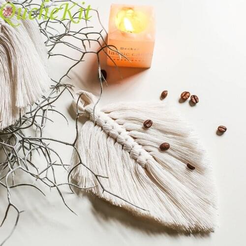 Macrame Wall Hanging Home Decoration Accessories Feathered Charm Car Hand-woven Tapestry Wall Hanging Macrame Cup Pad