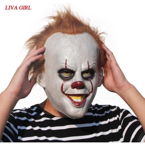 Stephen Kings Movie It Mask Pennywise Horror Clown Joker Mask Handmade Halloween Cosplay Costume Stephen King IT Costume