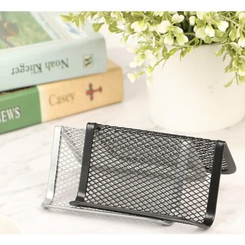Metal Mesh Portable Business Card Holder Display Stand Home Desk Storage Stand