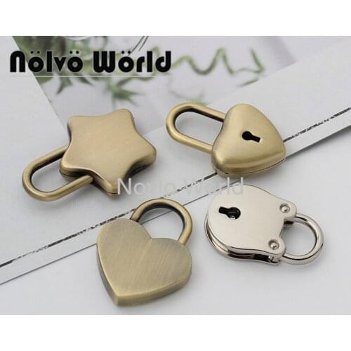 Nolvo World 2-10 pcs 5 colors 4 sizes Decorative lock Heart Shape Padlock with Key Padlock with Key