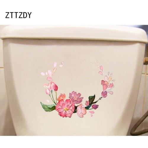 ZTTZDY 23.7*18.5CM Pink Beautiful Cherry Blossom WC Toilet Sticker Home Living Room Wall Decor T2-0717