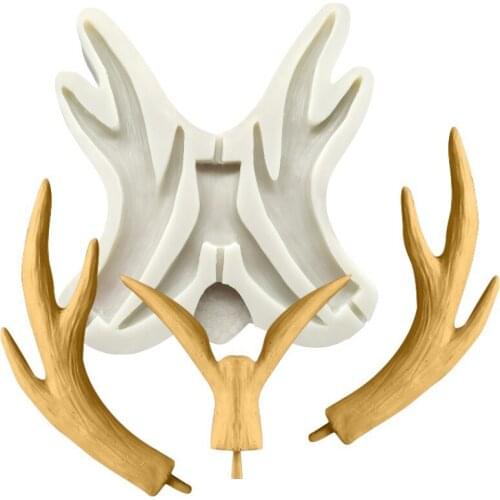 New Christmas Series Antler Sika Deer Silicone Sugar Cake Mould Baking Tool Hemming Decorations for wholesale Drop Shipping