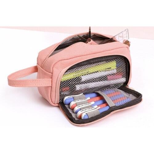 6 Colors Pencil Case for Shcool Office Students Pencils Bag Statiionery Supplies Kawaii Cute Shcool Pencil Case Big Pencils Bag