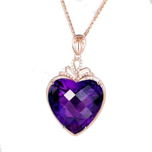MOONROCY Crystal Chokers Pendant Necklace Rose Gold Color Heart Purple for Women Female Dropshipping Jewelry Wholesale Gift