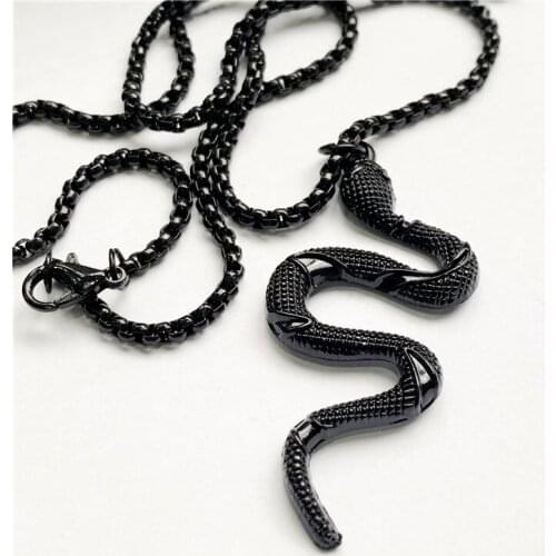Animal Black Snake Dangle Snake Necklace Women Pendant Necklace Minimalist Style Alloy Trendy Female Birthday Jewelry Gift Party
