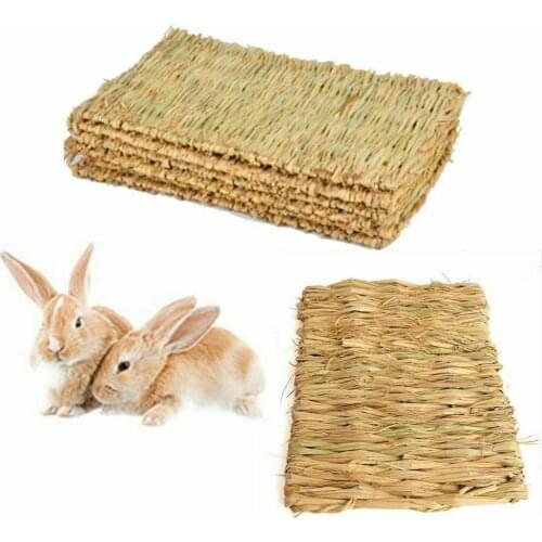 Weaving Grass Pet Hamster Chew Mat Toy Rabbit Rat Guinea Pig Natural Straw Handmade Bed Cushion