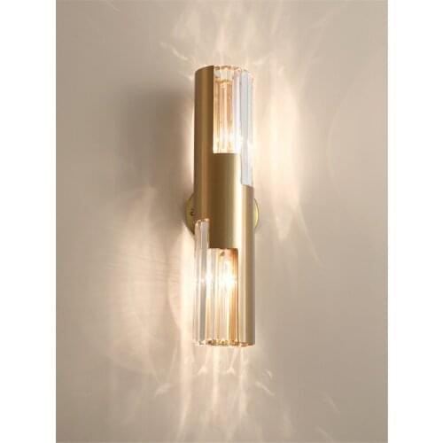 Luxury gold luster crystal wall lamps living room American post modern bedroom bedside Nordic decorative sconces lights fixtures