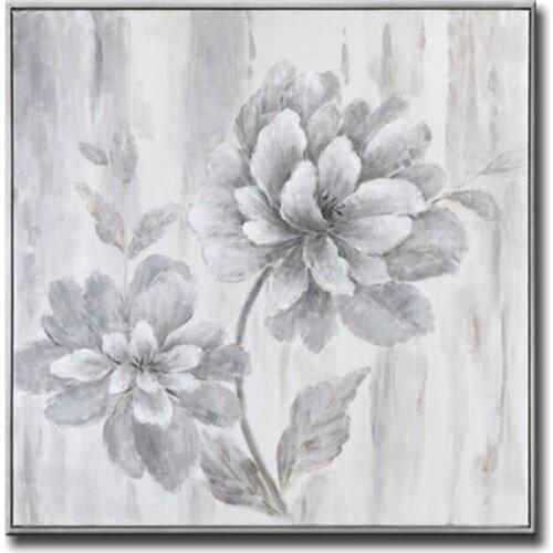 Gray simple flowers for wall decor Handmade abstract oil painting on canvas poster for indoor home decoration no framed