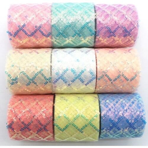 6cm/8cm/10cm/12cm sequinned mesh ribbon 10yd DIY manual material bowknot headwear hair bow shoe accessories Net yarn