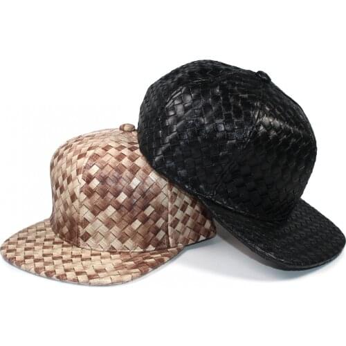 Special Knitted Leather Snapback Adjustable Novelty Unisex Golden Buckle Hip Hop Streetwear Urban Women Baseball Cap Hat Men