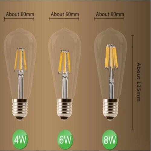 Led Filament Bulb St64E27 Decorative Edison Bulb Retro Glass Tungsten Light 2W 4W 6W 8W adjustable Holiday Lights Home Lighting