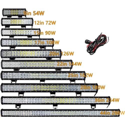 12'' 22'' 20inch 12V 24V offroad led light bar Spot Flood Combo 20'' 126W led Work Light for Jeep Car 4WD Truck SUV ATV