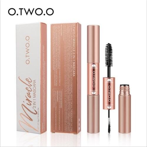 O.TWO.O 4D Silk Fiber Eyelash Mascara Waterproof Lasting Fast Dry Curling Fluffy Lashes Extension Black Color Not Crumble T1514