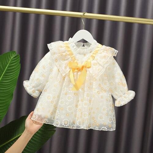 2021 Spring Flower Girls Dresses Children Clothes Baby Girls Lacework Dress Kids Prince Dress Baby Girls Dress Girls Outwear NB8