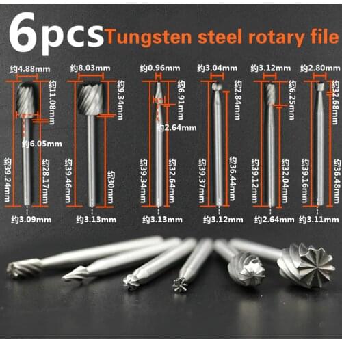High quality 6pcs HSS Routing Router Bits Burr Milling Cutter For Dremel And Rotary Engraving Machine Tools Accessories