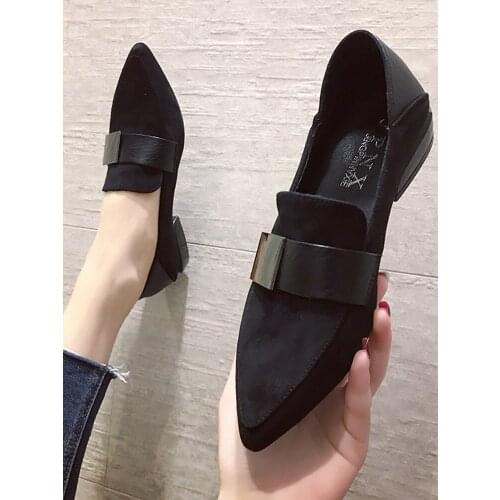 Womens Shoes 2020 Spring New Pointed Suede Two Flat Shoes Wild Retro Shoes