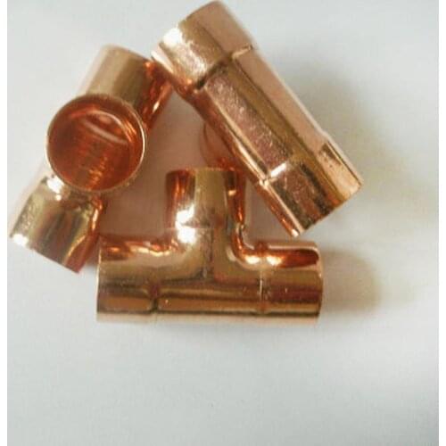 19mm Inner Dia x1.5mm Thickness Copper Equal Tee Socket Weld End Feed Coupler Plumbing Fitting Water Gas Oil