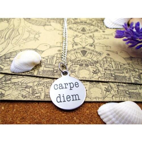 3pcs/lot Fashion stainless steel necklace "carpe diem" Charms Pendant necklace Jewelry Gift more style for choosing