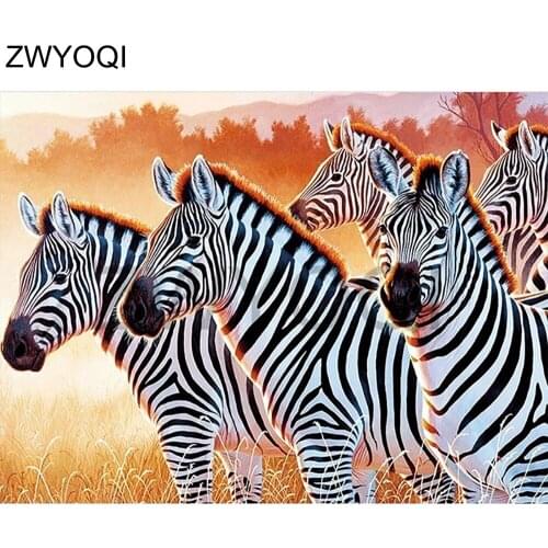 5D DIY Diamond painting Cross stitch Zebra Full Round Diamond mosaic Zebra animal Full Square Diamond embroidery Zebra animal