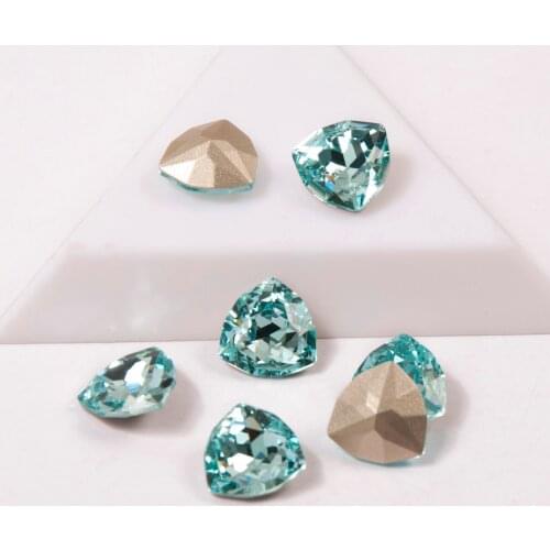 Aquamarine Color Trilliant Shape 10pcs/pack 6pcs/pack Rhinestones Shiny Crystals Nail On Stones For 3D DIY Nails Art Accessories