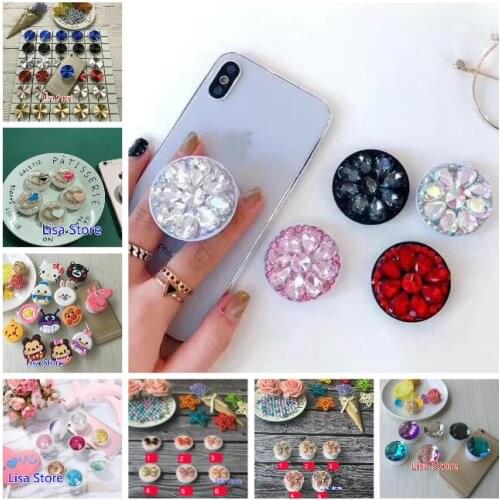 Free DHL 100pcs Universal Quicksand Butterfly Liquid Glitter Bling Grip Mount Stand Phone Holder Bracket Support Cable Winder