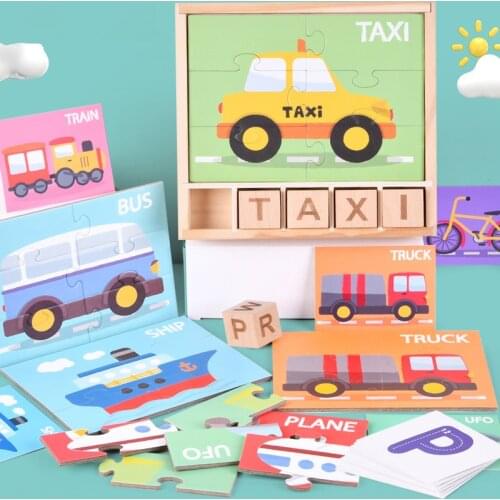 Baby Wooden toys Word spelling Cognitive Matching Kids Montessori Early Educational Learn Toy Wood Box Gifts for Childrens