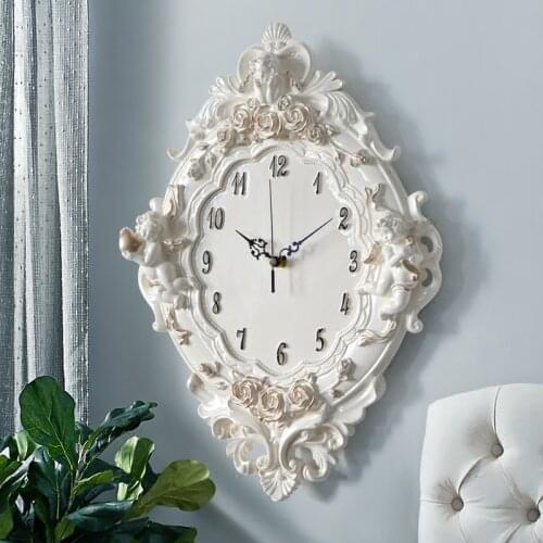 Europe Angel Wall Resin Art Clock Home Livingroom Silent Clock Craft Decoration Hotel Relais Dell'Orologio Creative Quartz Clock