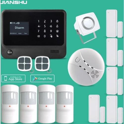 GSM Wifi gprs sms Android IOS APP remote control home burglar alarm system multi languages alarm work with smart socket ip cam