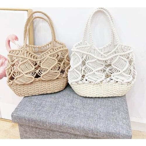 31x28CM New Cotton Paper Bag Women Summer Beach Bag a6319
