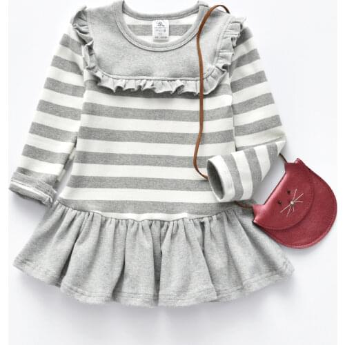 Baby girl clothes set spring and autumn children Korean long-sleeved princess dress baby striped top T-shirt dress