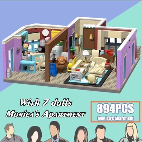 New 894PCS 7 FIGURES Monicas Apartment American Drama TV Central Perk Cafe MOC Friends Building Block Brick Christmas Gift Kids