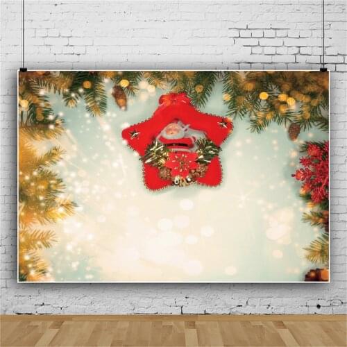 Laeacco Dreamy Christmas Star New Year Party Pine Polka Dots Light Bokeh Photozone Poster Photo Background Photographic Backdrop