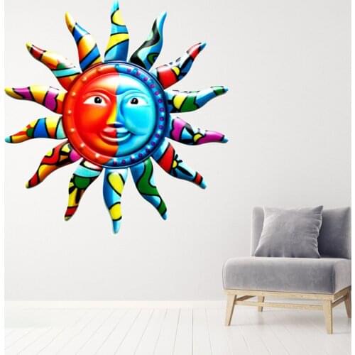 Metal Sun Wall Decor Home Living Room Bedroom Sun Face Sculpture Statue