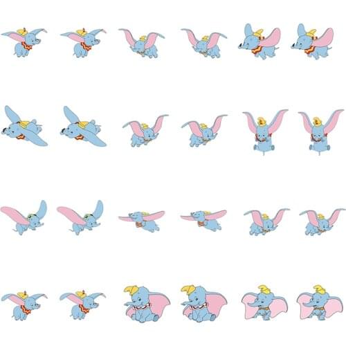 Disney Fashion Ear Clips Ladies Party Daily Accessories Blue Free Flying Dumbo Cute Acrylic Personality Resin Ear Clips Jewelry