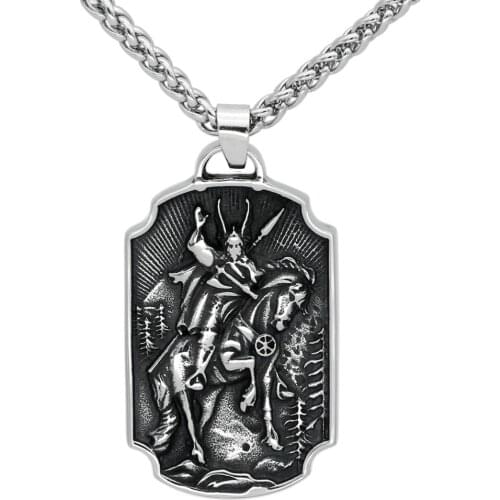 Men nordic viking odin Yggdrasil stainless steel necklace double side with viking gift bag