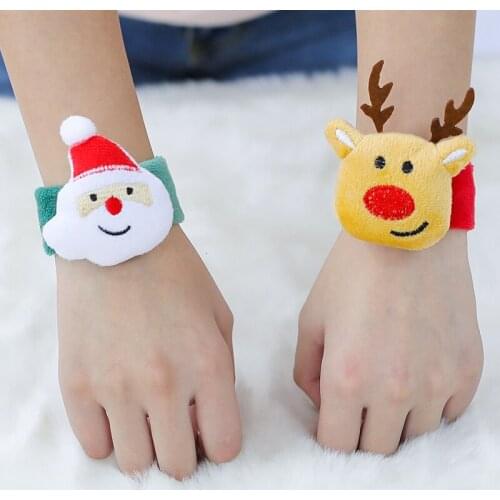 Christmas Wrist Santa Claus Circle Soft Bracelet Watch Xmas Children Gift Snowman Deer New Year Party Toy Wrist Decoration