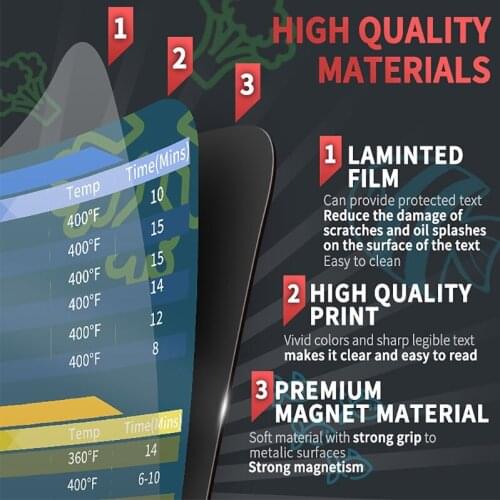 808F 2 PCS Set Air Fryer Accessories Cook Times Air Fryer Magnet Cheat Sheet Quick Reference Guide for Cooking and Frying Gif