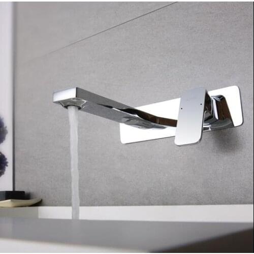 New arrival top high quality chrome brass single lever in-wall Hot and Cold bathroom sink faucet basin tap